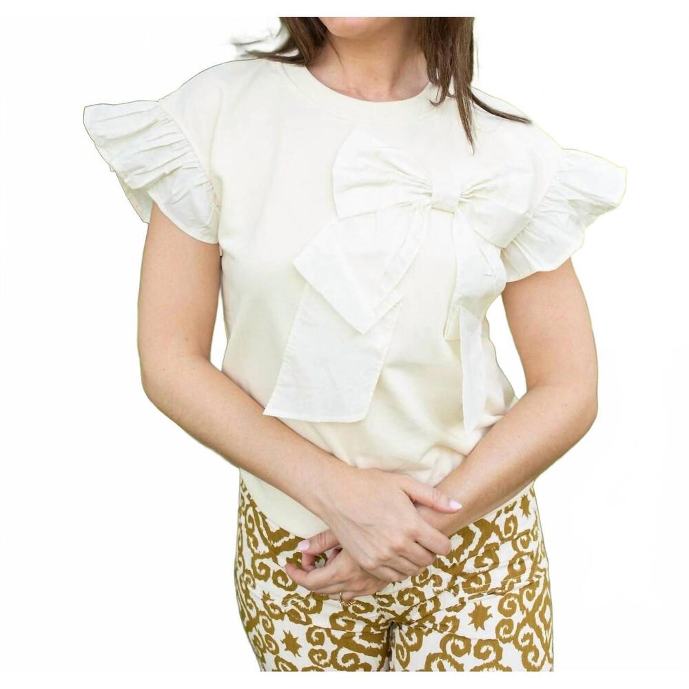 NEW Q2 ribbons and bows blouse in white